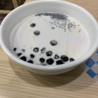 Tofu dessert (soy milk, tofu, basil seeds and tapioca pearls) at Milu in Regina