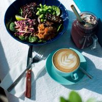 the vegan salad is great.  at Tucker Brunch Bar in Berlin