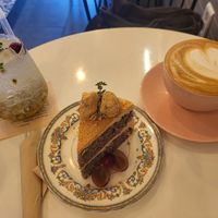 Passionfruit ade (SO good), cake, almond latte at Ma Pause in Seoul