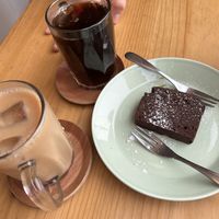 chocolate cake and coffees  at Taom in Hakodate