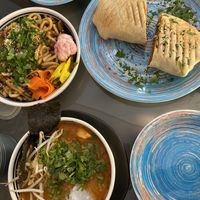 “Ramdon” from Parasite, Seitan “ribs” wrap, kimchi jjigae at Falla - Maybe closed in Lodz