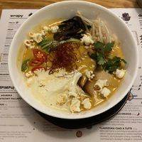 Vegan ramen style soup quirky toppings    at Falla - Maybe closed in Lodz