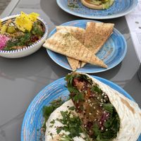 Kimchi hummus wrap, sun-dried tomato hummus, vegan burger at Falla - Maybe closed in Lodz