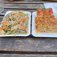 lasagna and noodles! at SaporiBio in Lugano