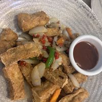 Salted chilli tofu with satay dipping sauce   at Madame Pho in Belfast