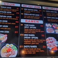 vegan ramen clearly listed on the menu at Izakaya Yume in Chicago