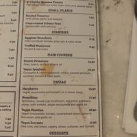 Vegan menu  at The Chubby Cherub in Belfast