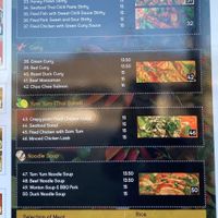 Menu at Thai Tara Express in Palmerston North