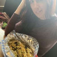 Loaded vegan fries! at Food Factory in Fairbanks