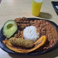 Bandeja paisa at Canela Delicias Veganas in Bogota
