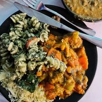 Medium option (3 dishes + rice)  at Govindas in Coolangatta