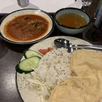 Nyonya vegetarian curry mutton, come with rice and soup. The nyonya curry taste good but spicy.  at VegTalk in Genting Highlands