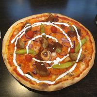 Vegan falafel Pizza at Deli Italia Södermalm in Stockholm