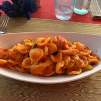 Homemade pasta with tomato sauce  at Domus Pompei in Lanzarote