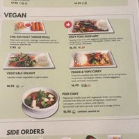 Vegan menu section January 2026  at Pho Basil in Boston