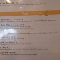 Vegan options on the menu at Pho Basil in Boston