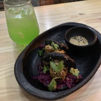 Bao de berenjena tempura  at INA Restaurante in Medellin