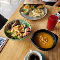 Menu del día, bahn mi, coffee  at INA Restaurante in Medellin