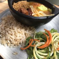 The plate of the day. Rice was a bit hard but full of taste    at INA Restaurante in Medellin