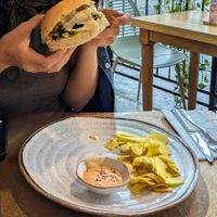 Tasty burger at INA Restaurante in Medellin