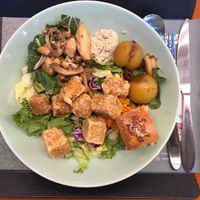 My vegan salad. Maybe the bread they gave me is not vegan.  at Sweet Balance - Gyodae in Seoul