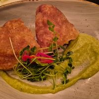 Beef + cheese empanada $16: lovely light bubbly pastry, cheese had a very airy texture, the beef +overall was v.enjoyable, nim jim wasnt present was just a bland mashed avo spread at Vandal in Newtown