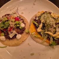 Smash taco; and Cheeseburger taco: Both delicious! $8 each or 4.50 on taco tuesday at Vandal in Newtown