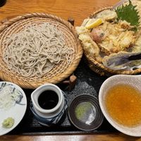 cold soba and tempura set  at Genji-soba in Osaka