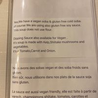 Vegan menu at Genji-soba in Osaka