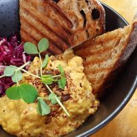Humita and toast at The Muddy Puddle in North London