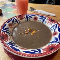 Black bean soup  at Madreselva in Bogota