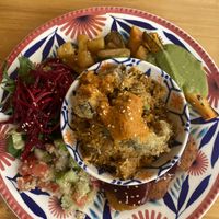 Menu del día with eggplant “shrimp"  at Madreselva in Bogota