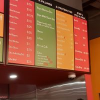 Menu at Amelia's Taqueria in Boston