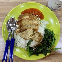 Mick chicken rice .  Chilli from can not made by them.  The mock chicken not so crispy but overall still ok . at Vege Story 斋之传说 - Woodlands in North Singapore