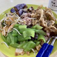 Close up of the brown rice and vegetables  at Vege Story 斋之传说 - Woodlands in North Singapore