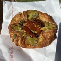 Sundried tomato vegan ricotta pesto danish   at Honeytrap Bakery in Glasgow