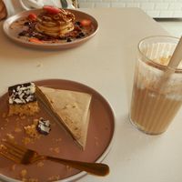 Nuts about you smoothie & coconut flapjack at Vegbox Cafe in Exeter