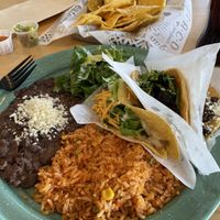 Taco platter with chips and salsaa  at Tacotarian - Downtown LV in Las Vegas