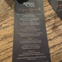 Vegan menu  at The Royal Hotel in Kirkby Lonsdale