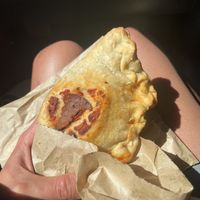 Pepperoni calzone  at Iwtopia Deli in Aberystwyth
