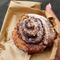 Cinnamon bun at Iwtopia Deli in Aberystwyth
