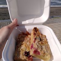 Cherry Bakewell slice (September 2023) at Iwtopia Deli in Aberystwyth