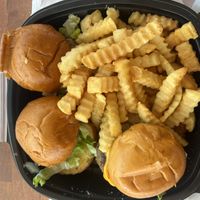 Sliders with fries  at Sunshine Vegan Eats in Buffalo