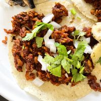 Chorizo taco  at Salsitas Taqueria Vegana in Zihuatanejo
