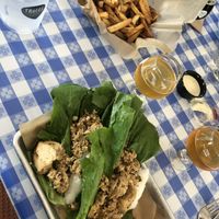I had the tofu lettuce wraps. They were really tasty! It came with 3 but already ate one before this picture was taken. Came with a lot of tofu in them too. at Tröegs Brewing Company in Hershey
