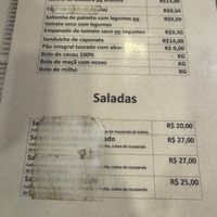 Vegan menu  at Floripão Bakery in Florianopolis