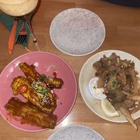 BBQ corn ribs and mushroom calamari   at Shrub in Chester