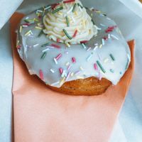 Birthday cake donut 🍩  at Shrub in Chester