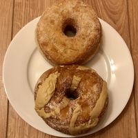 Vanilla sugar and apple and butterscotch doughnuts 🍩💚🤤  at Shrub in Chester