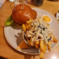 SFS burger with black garlic and parmesan fries at Shrub in Chester